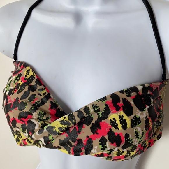 Roxy cheetah print Bandeau Bikini set, Size M - Picture 2 of 11